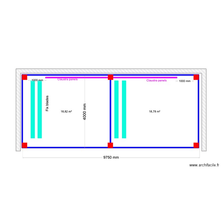 Eteinne Roof top. Plan de 2 pièces et 38 m2