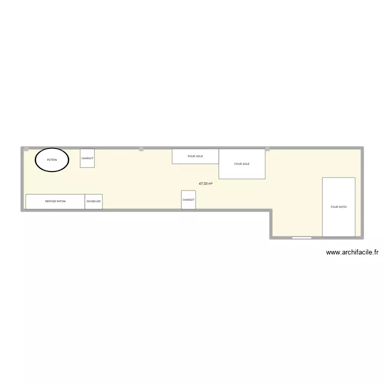 PLAN BOULANGE PROVISOIRE. Plan de 1 Pièce et 48 m²