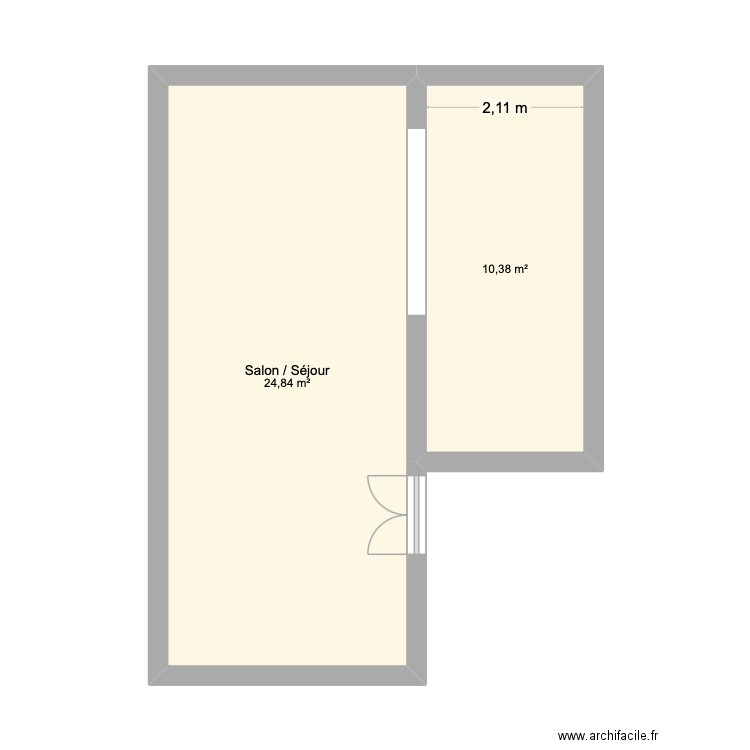 Maison Houplines. Plan de 2 pièces et 35 m2