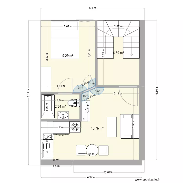 thomas2. Plan de 5  et 32 m²