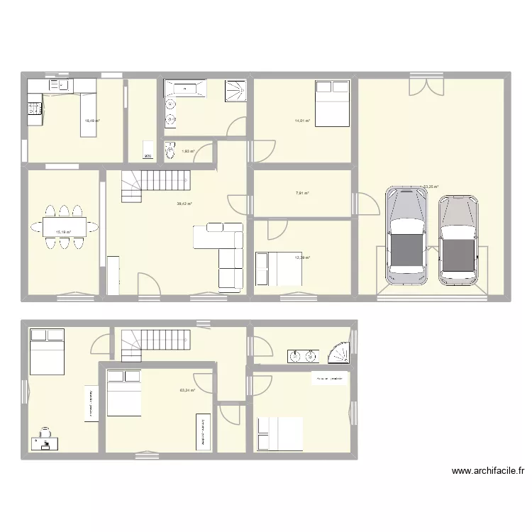 plan avec agrandissement. Plan de 9  et 226 m²