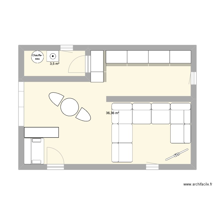 maison chalet. Plan de 2 pièces et 40 m2