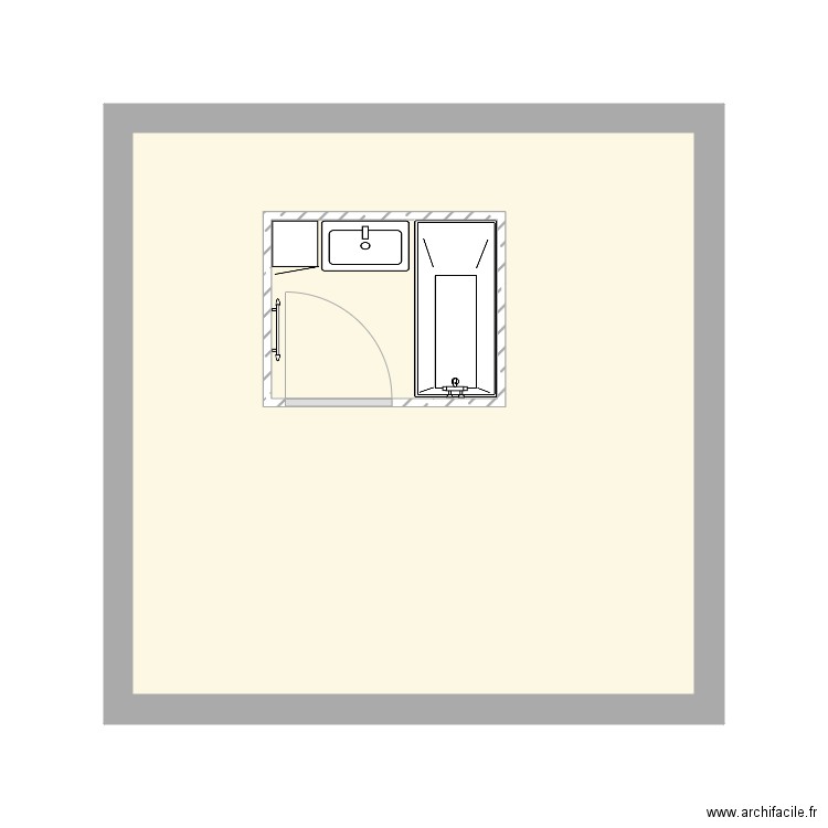 SDB Mamie initiale. Plan de 2 pièces et 25 m2