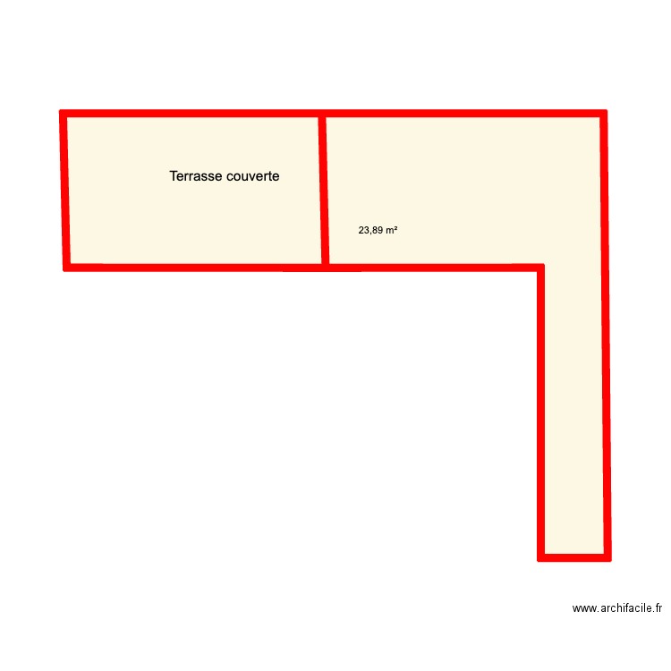 terrrasse. Plan de 1 pièce et 24 m2