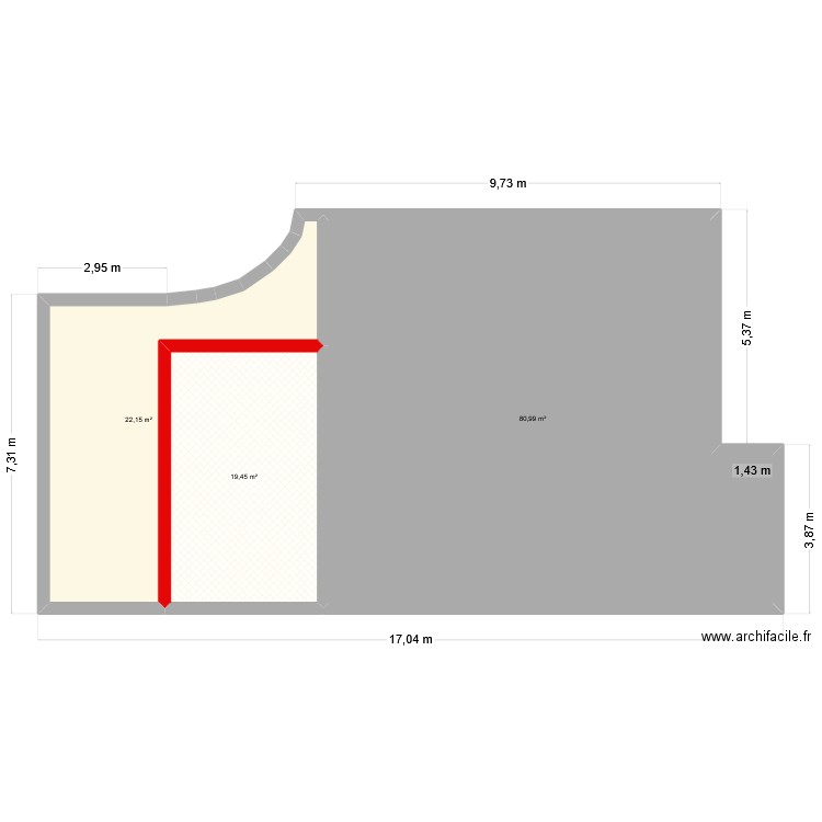SURFACE PLANCHER RdC. Plan de 3 pièces et 123 m2