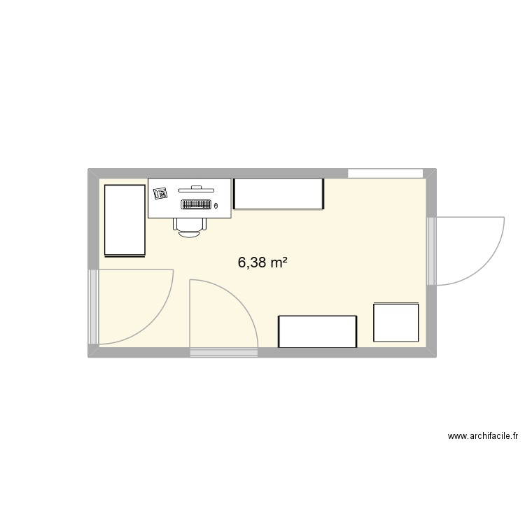 hall cougou. Plan de 1 pièce et 6 m2