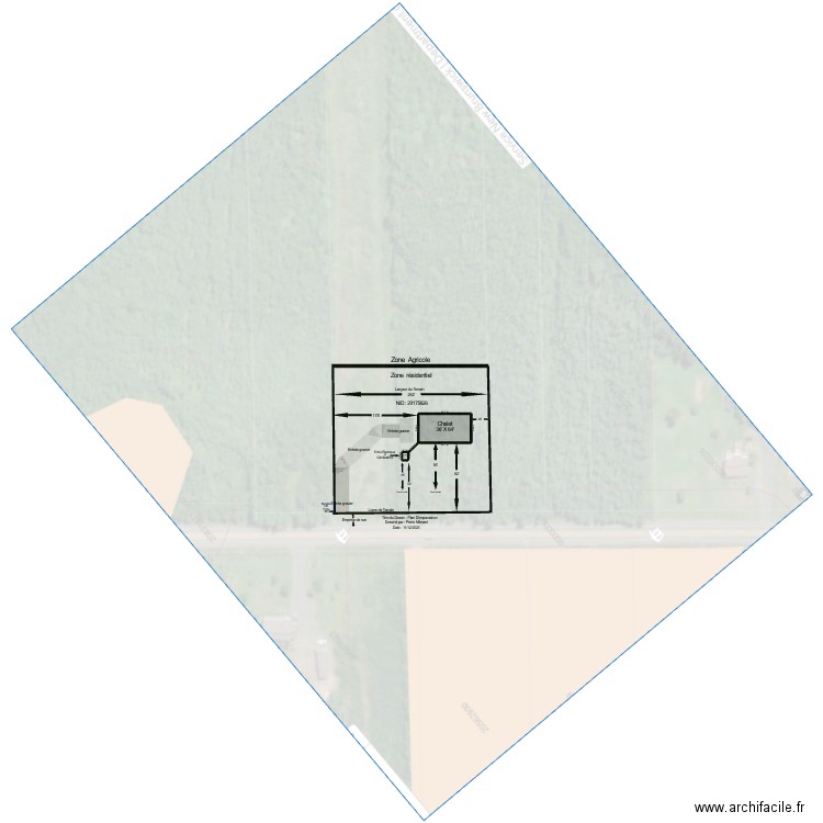 inplantation 3. Plan de 2 pièces et 204 m2