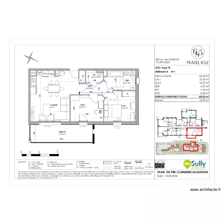 Appartement Passy. Plan de 2  et 0 m²