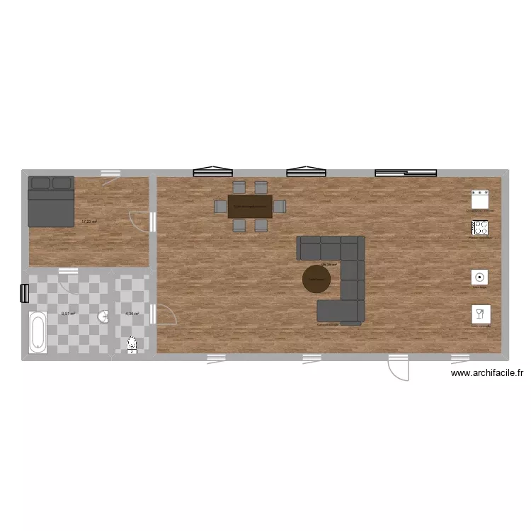 PLAN IMPLANTATION (ameublement). Plan de 4 Pièces et 127 m²