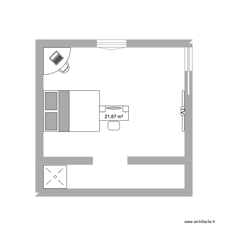 JJKJ. Plan de 1  et 22 m²