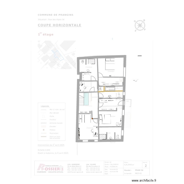 prangins l1. Plan de 1 pièce et 105 m2