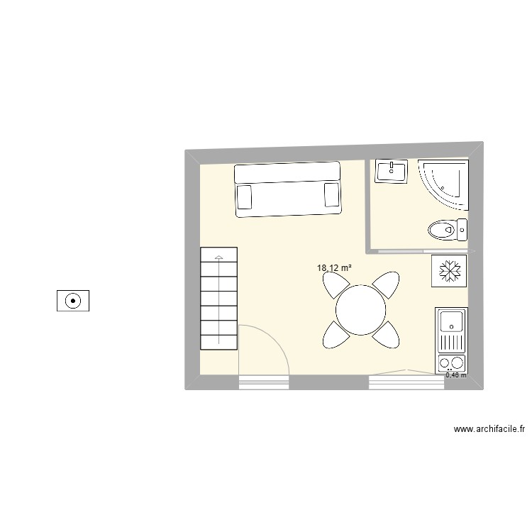 krok. Plan de 1 pièce et 18 m2