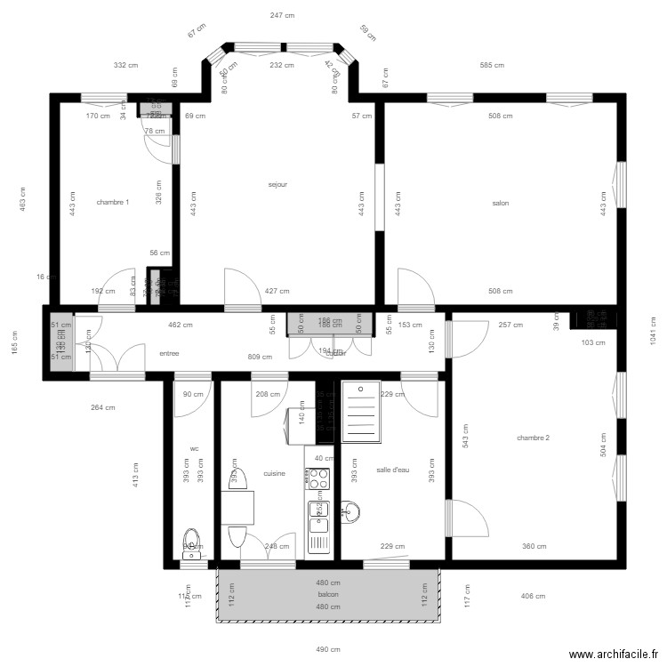 BI 15260.. Plan de 16 pièces et 113 m2