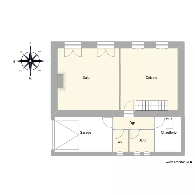 plehedel rdc. Plan de 5  et 59 m²