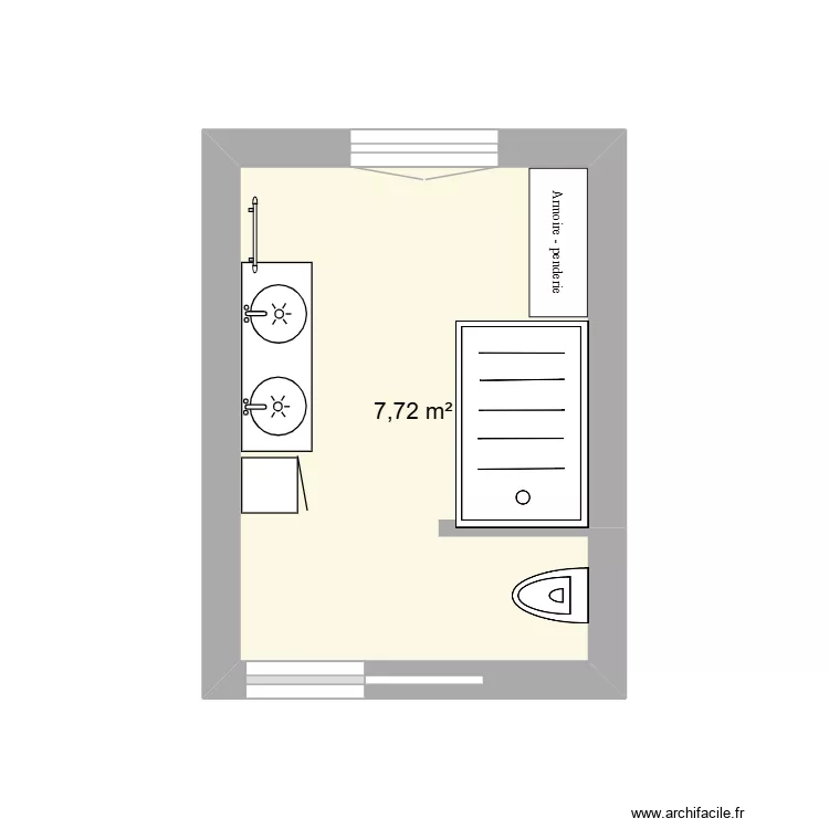 Salle de bain. Plan de 1  et 8 m²