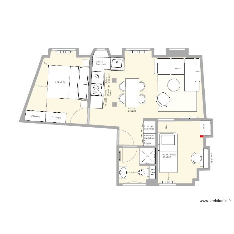 Picardie 2. Plan de 4 pièces et 39 m2