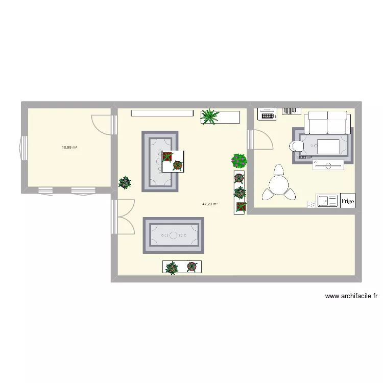 boutique. Plan de 3  et 75 m²
