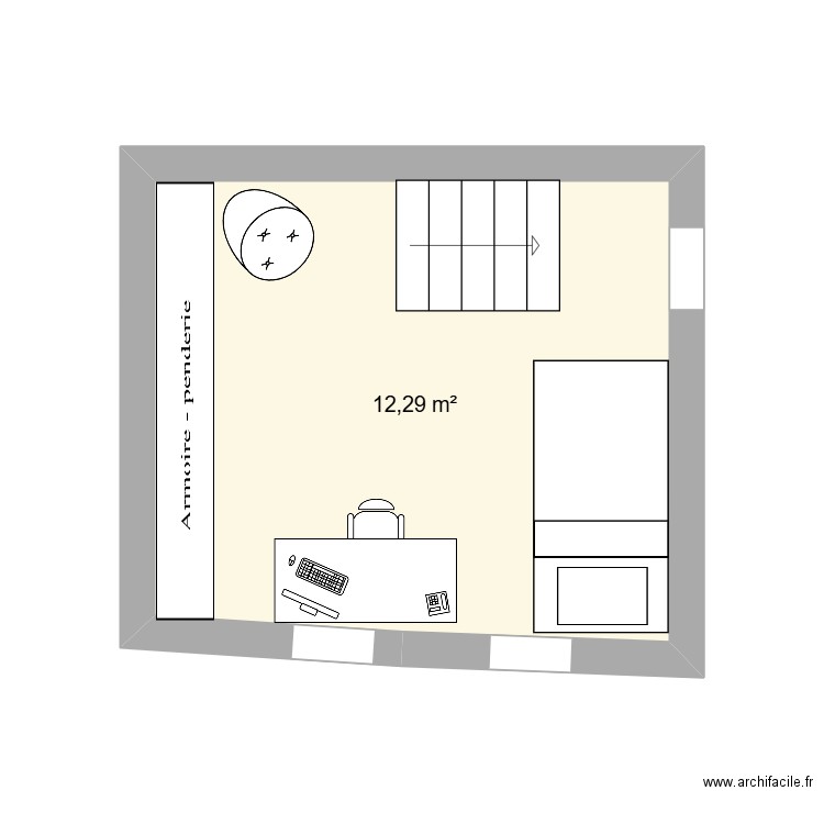 Fleury Maison 2 1ert étage projet. Plan de 1 pièce et 12 m2