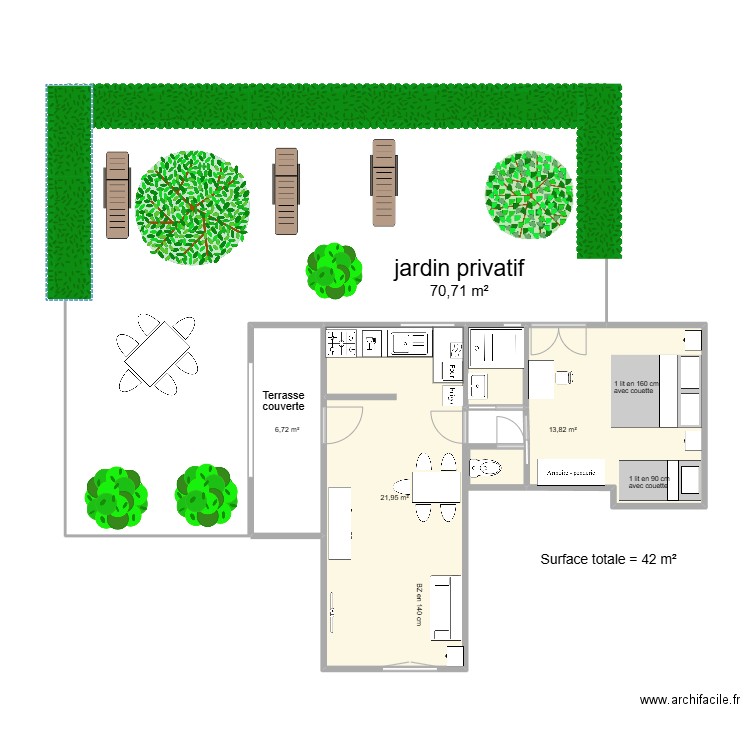 Les Lavandes. Plan de 6 pièces et 116 m2