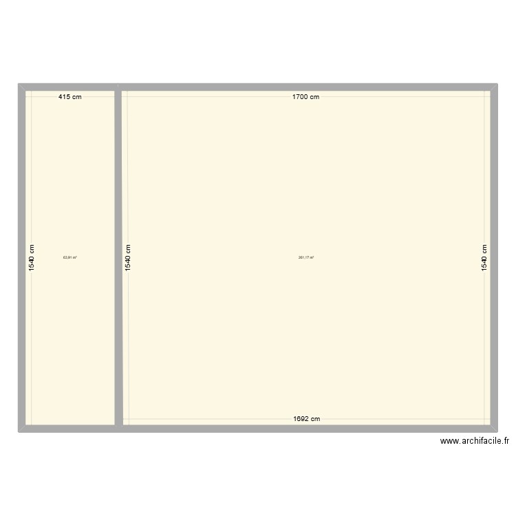 pan étage auberge. Plan de 2 pièces et 325 m2