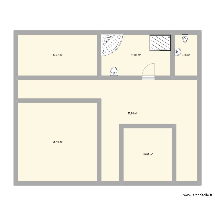 ghkghkghk. Plan de 6 pièces et 98 m2
