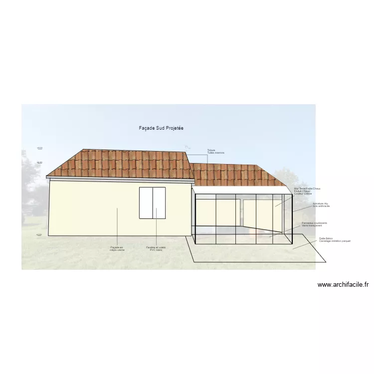 Façade Sud Projetée. Plan de Façade Sud Projetée. Plan de