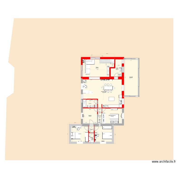 plan base extension 6 bis. Plan de 13 pièces et 152 m2