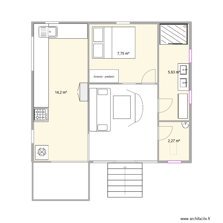 idée maison mompiche. Plan de 4 pièces et 30 m2