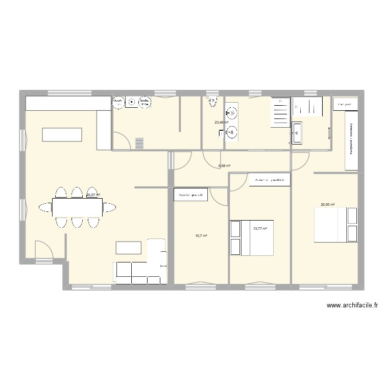 Maison Titi 15x8.5. Plan de 6 pièces et 122 m2