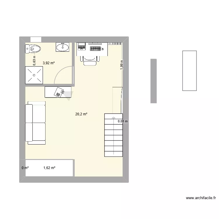 maison 1er. Plan de 4  et 26 m²