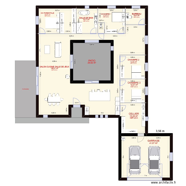 MAISON DE FOU. Plan de 11 pièces et 307 m2