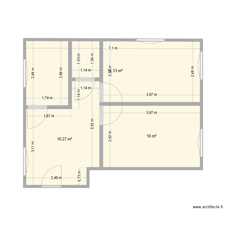 SEMAR 5. Plan de 3 pièces et 36 m2