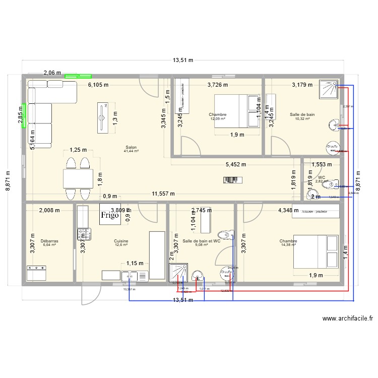 okala complet ok. Plan de 8 pièces et 109 m2