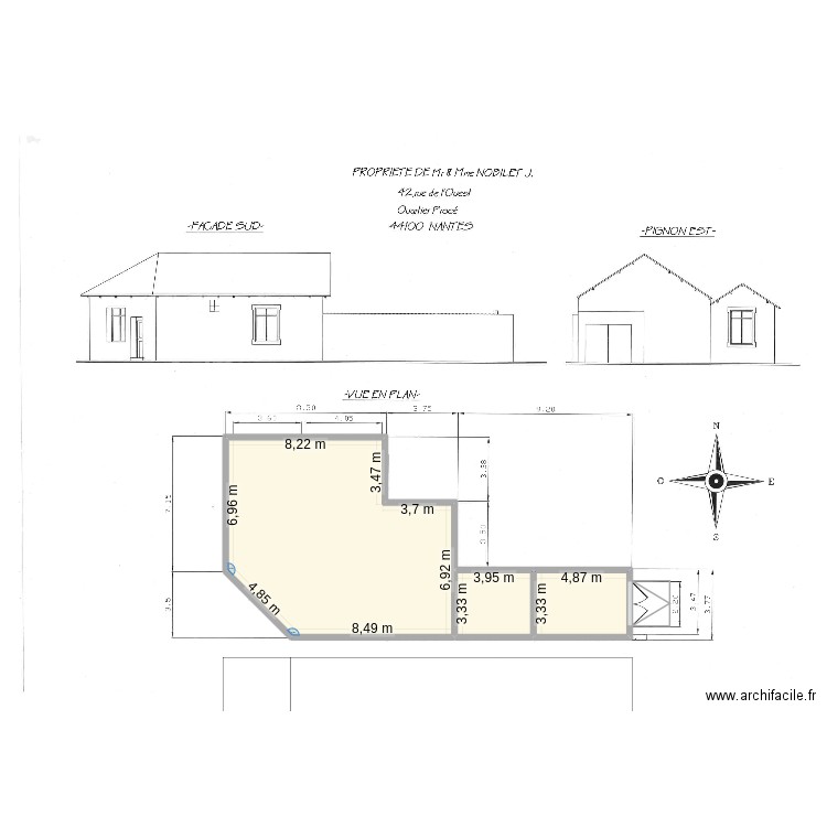 Maison. Plan de 3 pièces et 134 m2