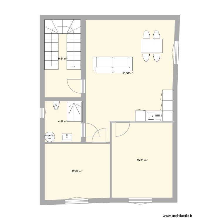 MONTFRIN R+2 modif. Plan de 5 pièces et 73 m2