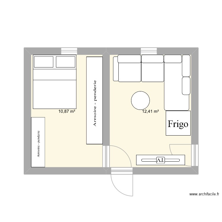 Attecoube. Plan de 2 pièces et 23 m2