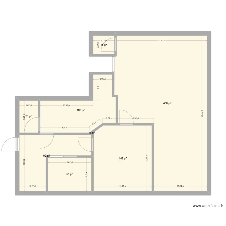 Sous Sol. Plan de 8 pièces et 80 m2