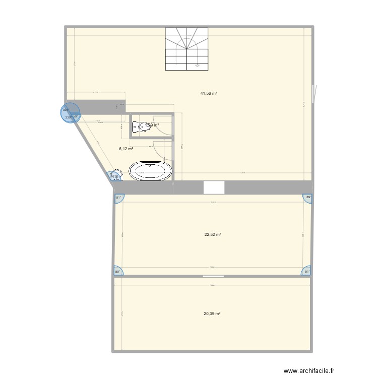 Ste ANne. Plan de 5 pièces et 92 m2