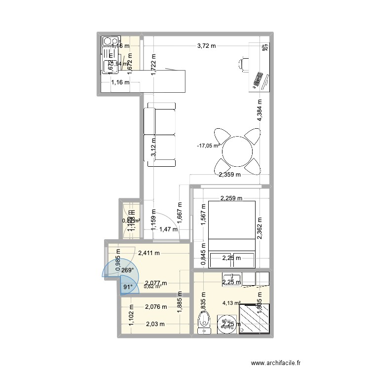 plan masse. Plan de 5 pièces et 36 m2