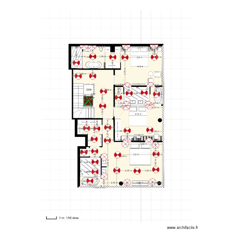 COTES PLAN ELEC ETAGE. Plan de 0 pièce et 0 m2