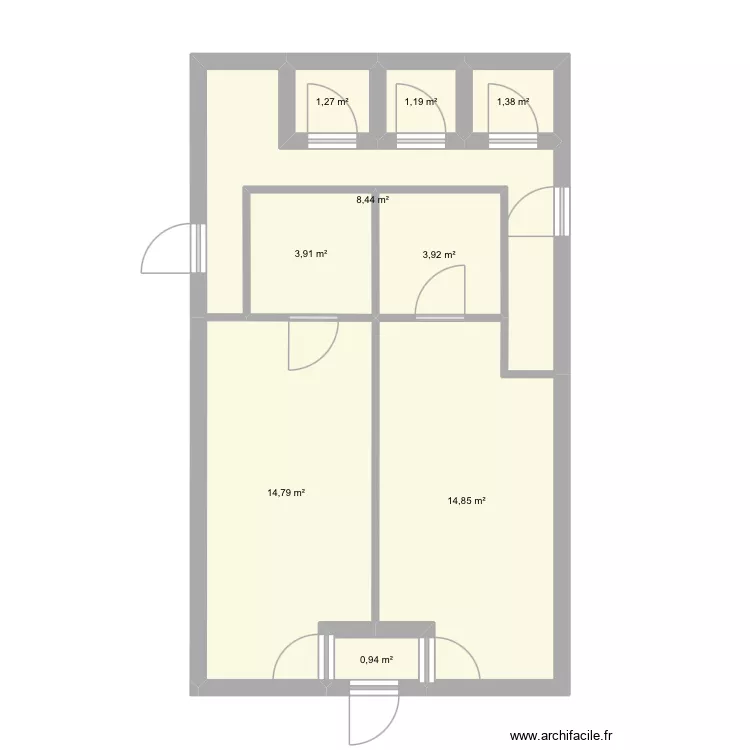 \'Cabinet. Plan de 9  et 51 m²