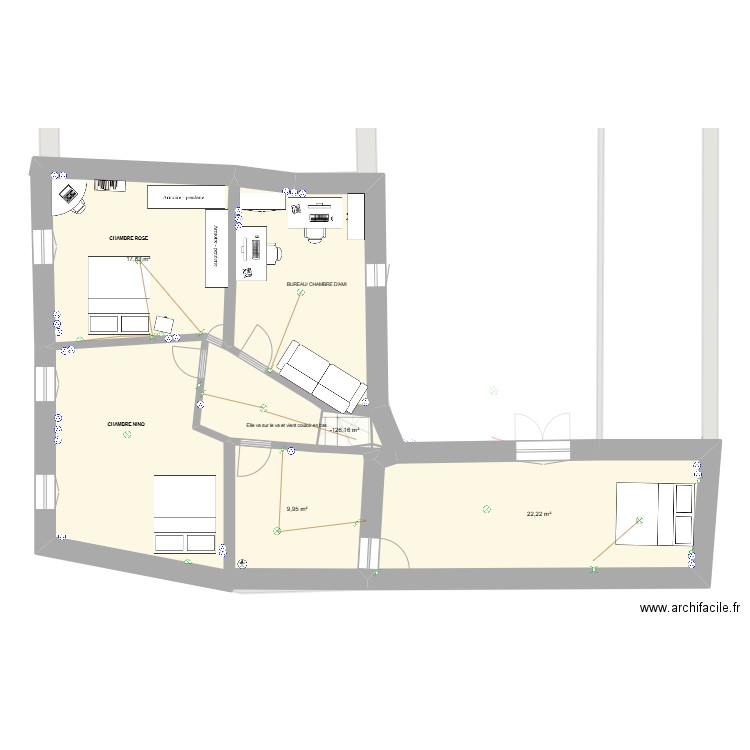 RDC CAUJAC. Plan de 7 pièces et 132 m2