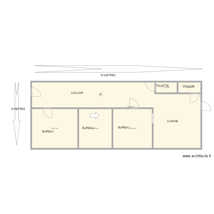 BUNGALOW RDC. Plan de 6 pièces et 84 m2