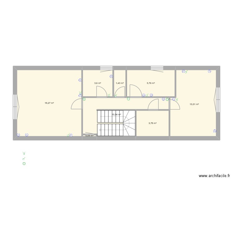 gonneville 1er étage. Plan de 8 pièces et 57 m2