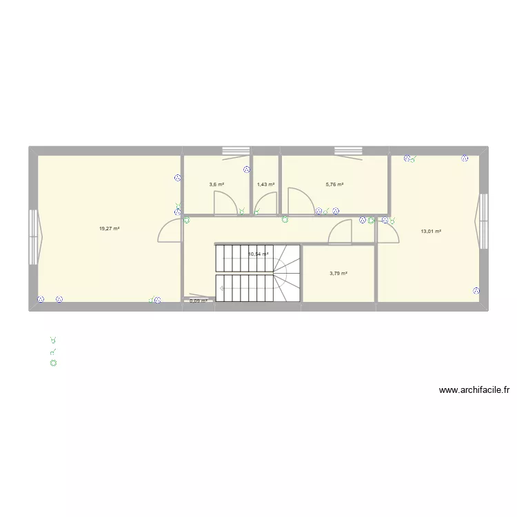 gonneville 1er &eacute;tage. Plan de 8 pièces et 57 m²