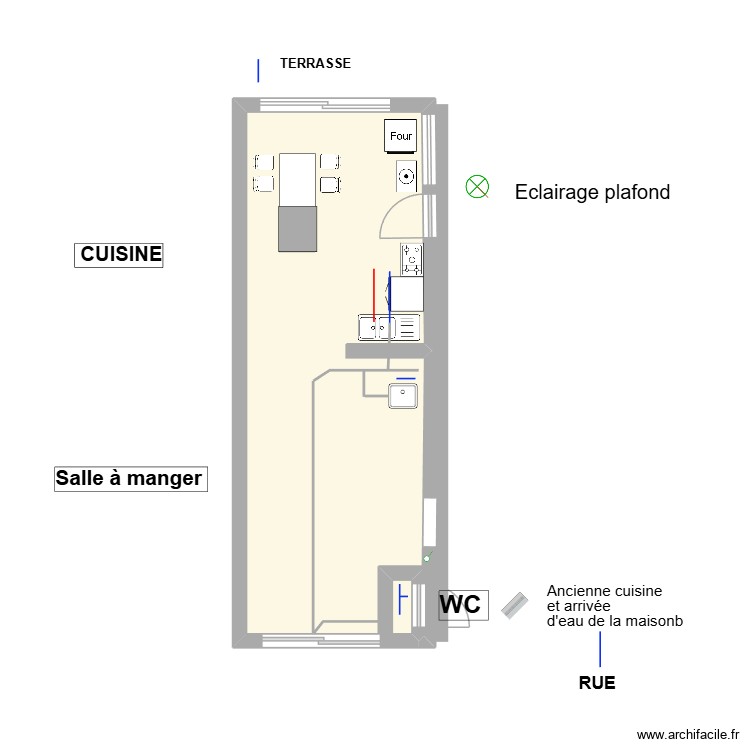 Plan Rdc Plomberie Cuisine et WC Barran Gers. Plan de 0 pièce et 0 m2