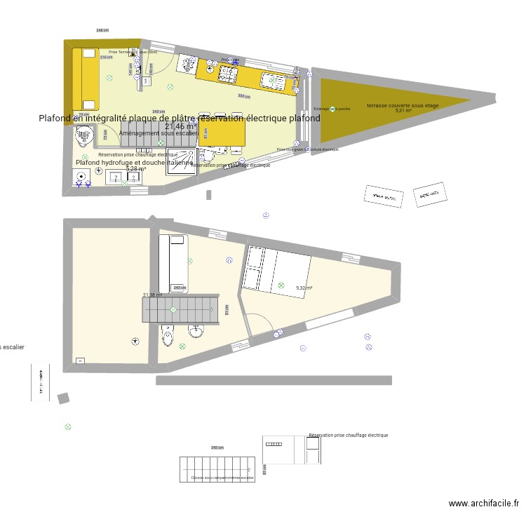 BRETI OSSAT. Plan de 5 pièces et 63 m2