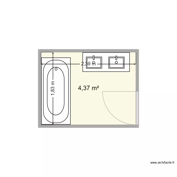 salle de bain 3. Plan de 1 Pièce et 4 m²