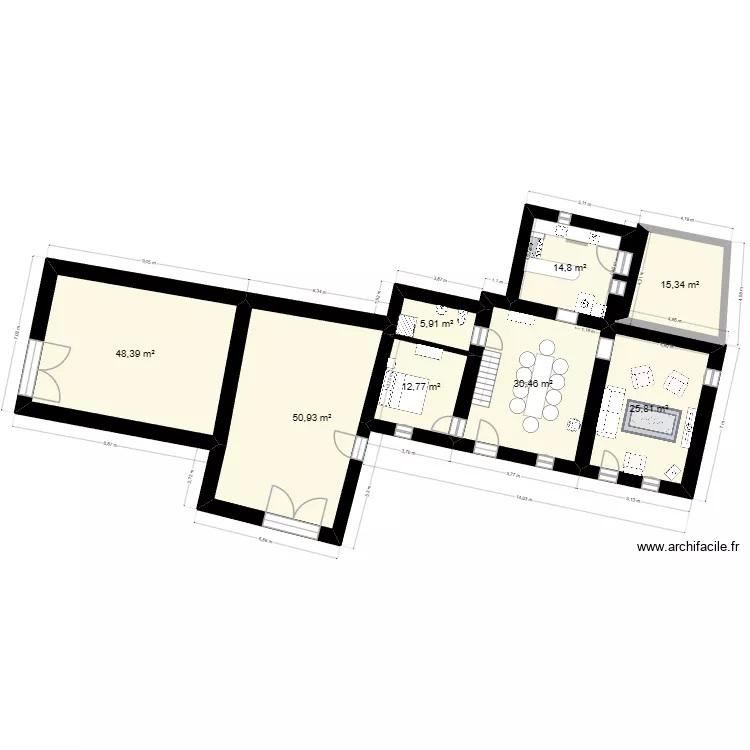 maisonnais sur tardoire existant. Plan de 17  et 378 m²