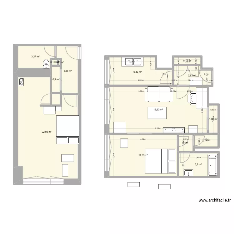 amenagement4. Plan de 15 et 79 m² amenagement4. Plan de 15 et 79 m²